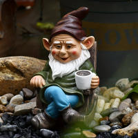 1pc Silla De Rocking De Resina Con Gnome Decoración Para Jardín Exterior Patio Delegada Bebida Té Relajante Adorno De Escultura De Jardín - details 1