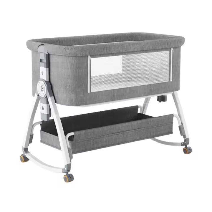 LUTODY - Cuna 3 en 1 convertible - Hasta 13 kg, Mecedora, Colecho, Altura ajustable, Inclinación, 4 ruedas, Bloqueo de seguridad, Colchón ergonómico incluido - 1