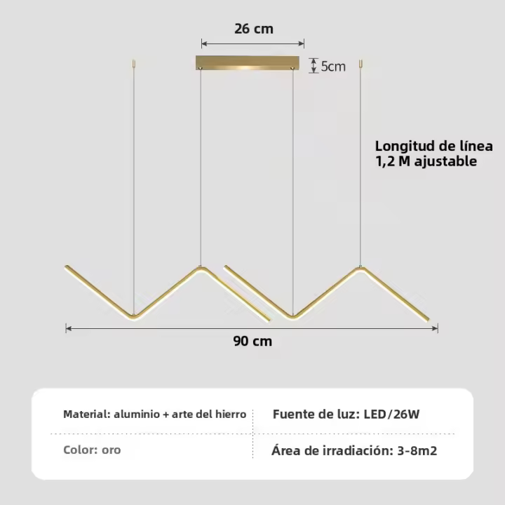 Lámpara Colgante LED Moderna Dorada/Negra Larga Para Restaurante Estudio Cocina Oficina Café Decoración Hogar Lujo Incluye Bombillas - 1