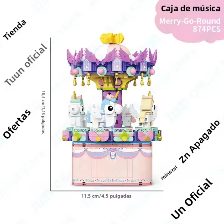 Kit De Bloques Creativos Para Niños Con Flor Eterna Y Luz Rotación De Música Juguete De Puzzle De Montaje Para Niños - 1