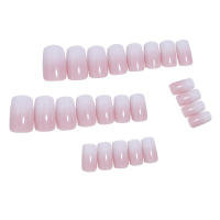 24pcs/set Uñas Postizas Cortas En Gradient Nude Rosa Jalea Brillante Estilo Cuadrado Ballet Frances Reutilizables Press on Falsas Uñas - details 21