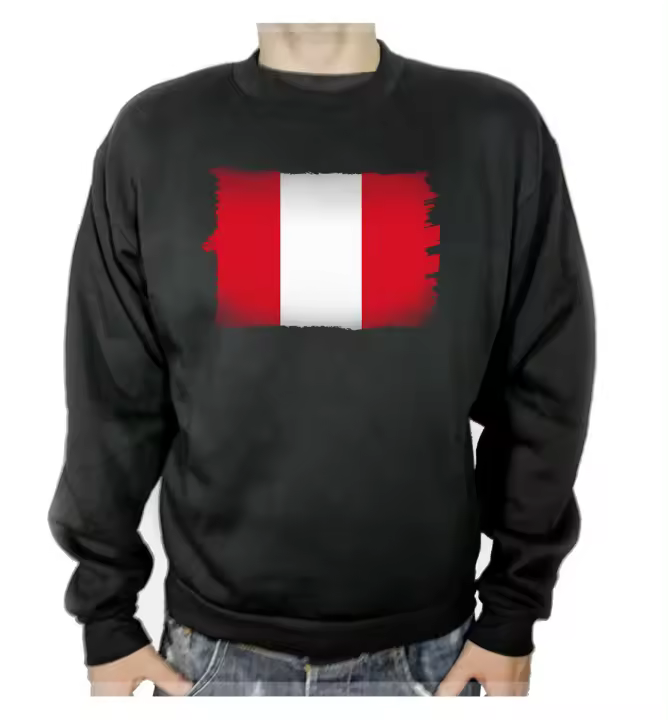 MERCHANDMANIA SUDADERA NEGRA bandera perú pais gobierno peruano america adulto poliester algodón sweatshirt - 1