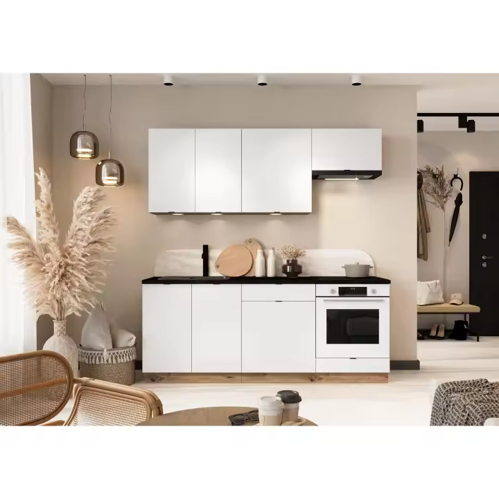 Muebles de Cocina 200 cms color Blanco Mate con modulo Horno ref-44 - 1