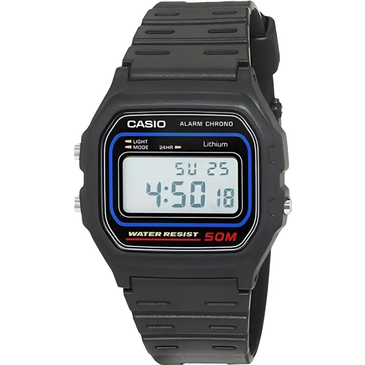 RELOJ CASIO COLLECTION W-59-1V alarma y luz led - 1