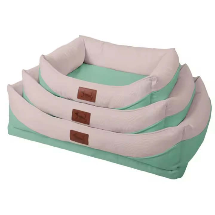 Cama para perros y gatos con base rellena de Fibra Hueca y Espuma Acolchonada para mascotas, diseño elegante, color pastel primavera. - 1