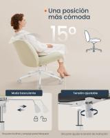 Silla de Oficina Contemporánea, Base de Estrella con Ruedas, Asiento Ancho y Cómodo, Altura Ajustable, Tela de Lino de Algodón, Silla Giratoria - details 3