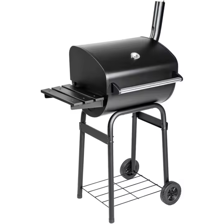 Barbacoa Carbon Portátil, Grill BBQ con Tapa, Ahumador Barbacoa, Parrilla Acero Inoxidable, con Termómetro, Barbacoa con Ruedas, Asador, Parrilla Barbacoa, Barbacoa de Obra - Negro - 1