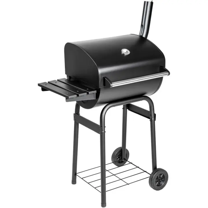 Barbacoa Carbon Portátil, Grill BBQ con Tapa, Ahumador Barbacoa, Parrilla Acero Inoxidable, con Termómetro, Barbacoa con Ruedas, Asador, Parrilla Barbacoa, Barbacoa de Obra - Negro - 1