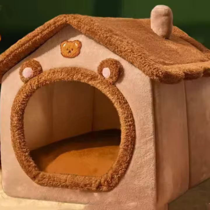 Casa De Mascotas Universal Para Gatos Y Perros Pequeños Cama De Mascota Desmontable Y Lavable Suministros De Ropa Para Mascotas De Cuero Y Tela Adecuada Para Todas Las Estaciones - 1