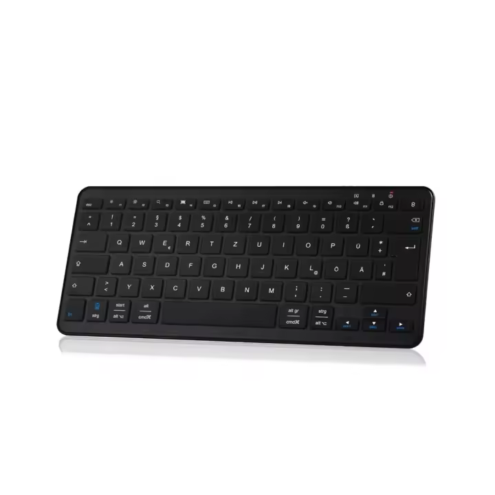 Teclado inalámbrico Bluetooth Qulose, miniteclado recargable tipo C, diseño ergonómico ultrafino, disposición QWERTZ alemán, compatible con Android/iOS/Windows 11/10/8, color negro - 1