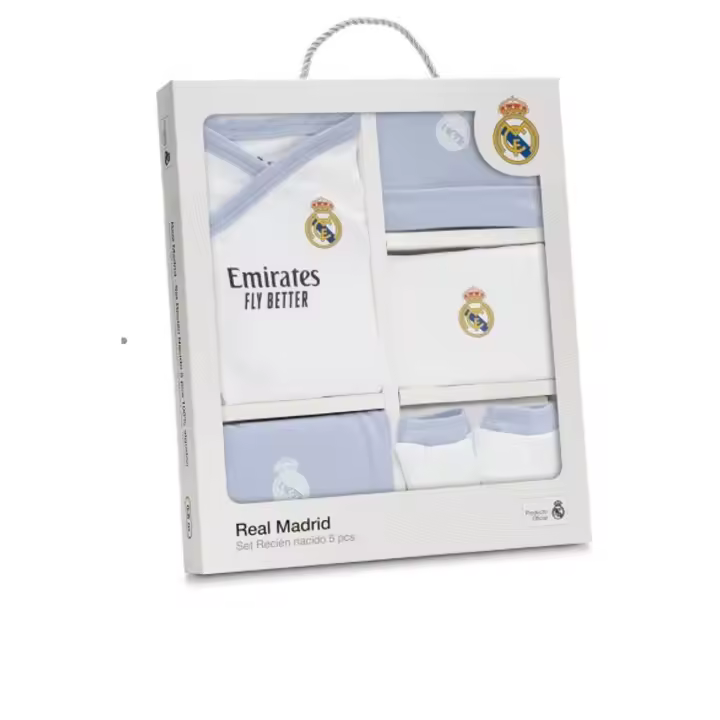 Set regalo Interbaby primera puesta bebé 5 piezas Real Madrid 100% Algodón, Conjunto bebé real madrid - 1