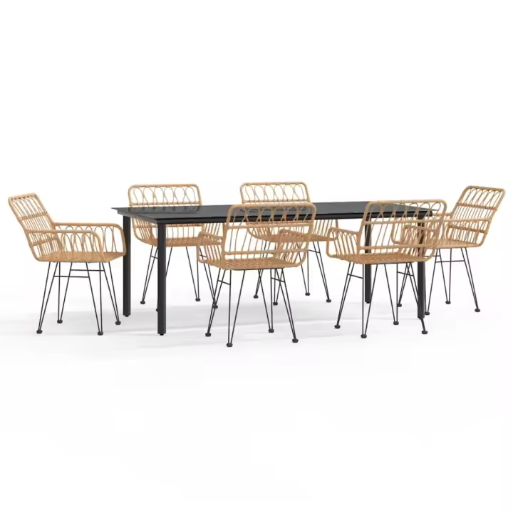vidaXL Juego de comedor de jardín 7 piezas ratán sintético - 1