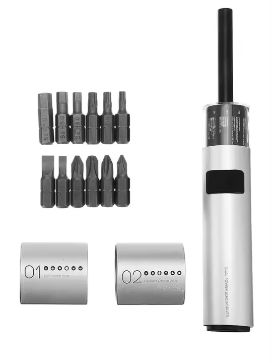 Wowstick 12 En 1 Destornillador Eléctrico Recargable Con Doble Energía Y 3 Luces LED Kit De Destornillador Magnético Con Succión Y Botón Único Para DIY En El Hogar - 1
