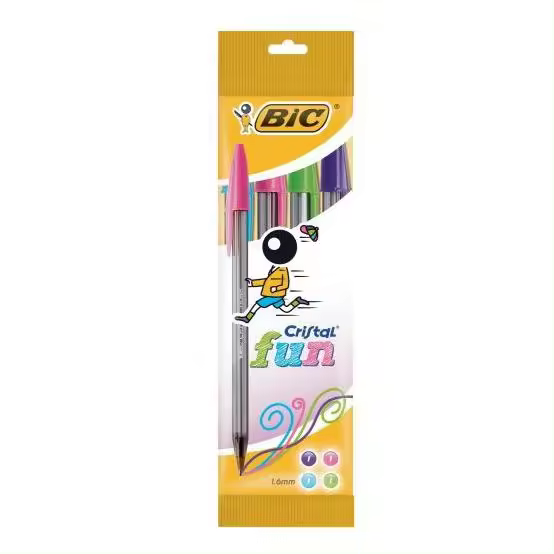 BIC  BLISTER 4 BOLIGRAFO CRISTAL FUN PUNTA 1,6 MM. COLORES SURTIDOS 895721 - 1