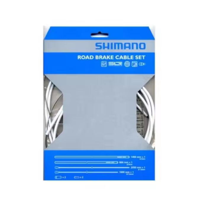 SHIMANO | Cables Y Fundas De Freno Carretera  Blanco  - • Funda exterior:
SLR Ø 5 mm x 800 mm.
SLR Ø 5 mm x 1.400 mm.
• Cable interior:
- 1,6 mm x 1.000 mm (acero inoxidable).
- 1,6 mm x 2.050 mm - 1