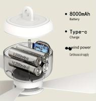 ventilador de techo moderno recargable usb de 8000 mah portátil con control remoto para camping en tiendas de campaña   -   detalles 5