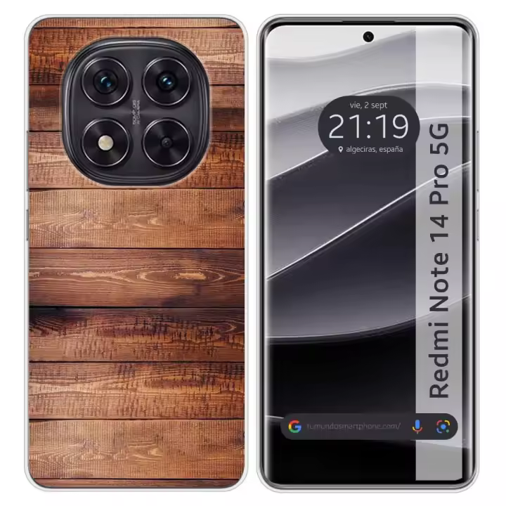Tumundosmartphone Funda Silicona para Xiaomi Redmi Note 14 Pro 5G diseño Madera 02 Dibujos - 1