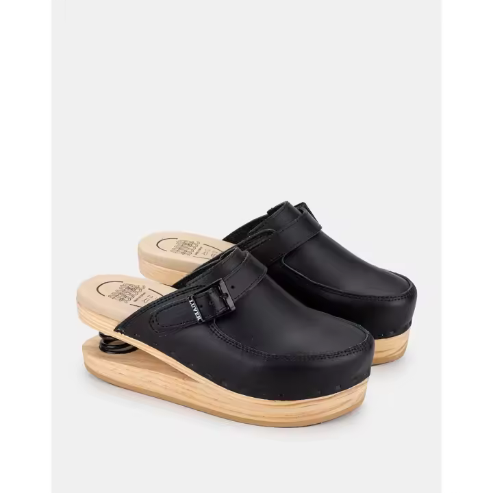ZUECO DE MADERA CON MUELLE LUVER 127/A NEGRO - 1