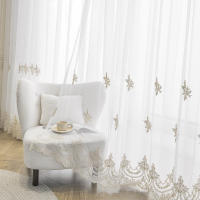 Cortina De Tules Bordada En Blanco Con Patrón De Flor Lujo Francés Para Decoración De Ventanas Y Habitaciones Estilo Europeo Y Americano - details 3