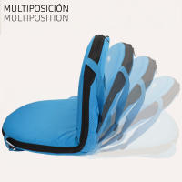 Aktive - Asiento plegable azul, respaldo ajustable 6 posiciones, 41x40x33 cm, diseño compacto y ligero, tejido poliéster, transporte tipo mochila, fácil de llevar y almacenar, ideal para playa, eventos, senderismo, picnic y actividades al aire libre - details 2
