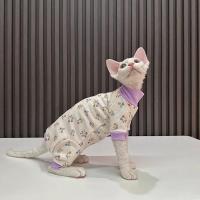 Nueva Ropa De Gato Con Patas Cuatro Flores Sin Pelaje Protección Del Estómago Estilo Moda Adecuada Para Gatos Sphynx Devon - details 2