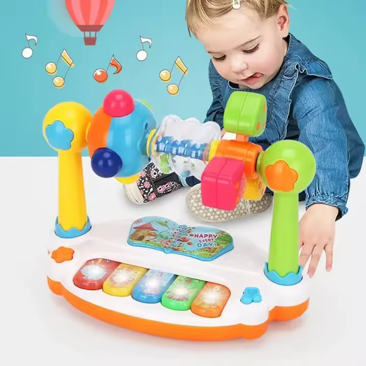 Teclado Musical Para Bebés Con 5 Teclas Instrumento Educativo Electrónico Con Luz Juguete De Actividad Para Niños - 1