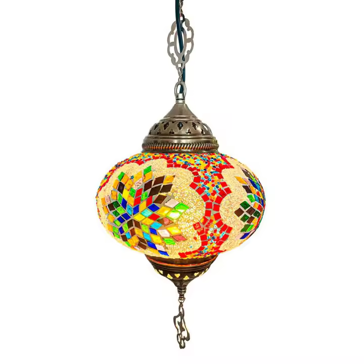 Lámpara Turca de Techo con Mosaico Multicolor – Altura Ajustable 90 cm - 1