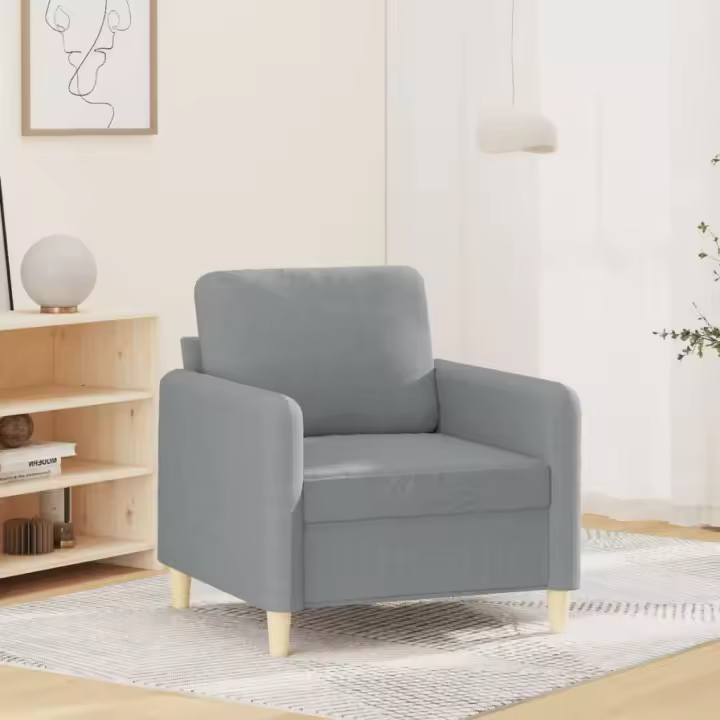 vidaXL Sillón de tela gris claro 60 cm - 1