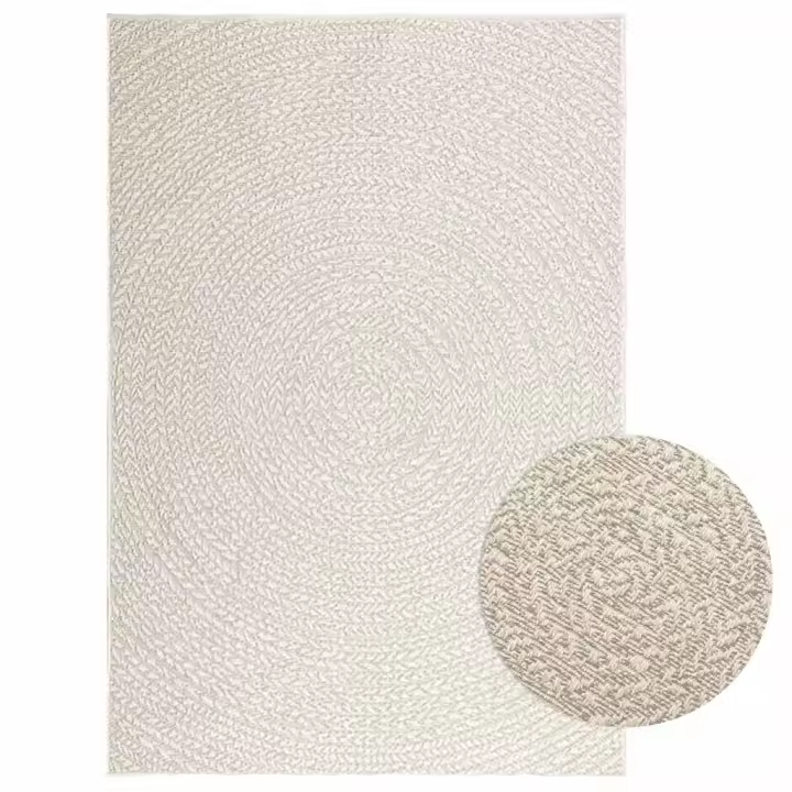 vidaXL Alfombra ZIZUR aspecto yute interior/exterior 120x170 cm en color Beige/Antracita/Crema - 1