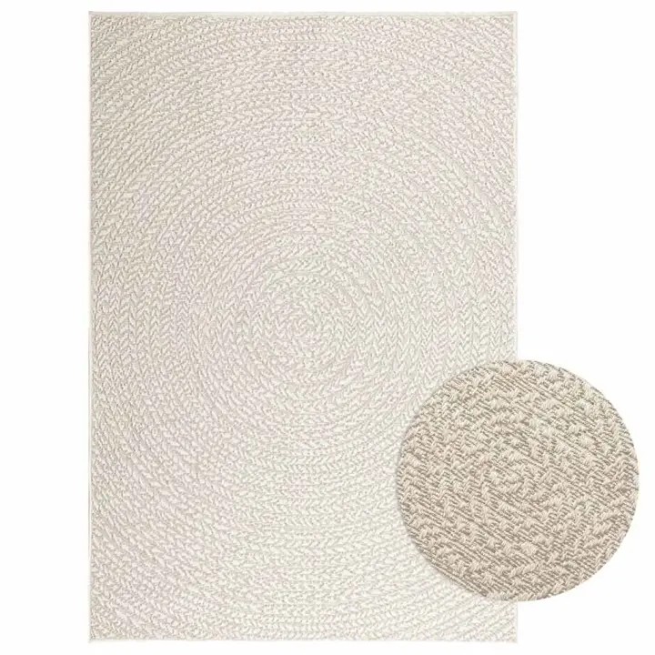 vidaXL Alfombra ZIZUR aspecto yute interior/exterior 120x170 cm en color Beige/Antracita/Crema - 1