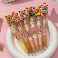 Set De 6 Bolígrafos Gel Retráctiles De Capybara Lindo Punto Medio 0.5mm Plástico Para Estudiantes Trabajadores De La Oficina Amantes De Los Animales - details 0