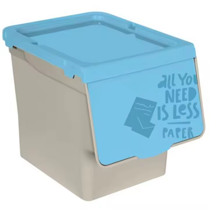 Tradineur - Contenedor apilable de polipropileno, cubo de basura, caja de almacenamiento de residuos, fácil apertura, reciclaje, cocina (Papel, 27 litros, 31,5 x 29,5 x 39,5 cm) - 1