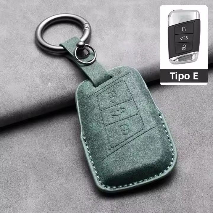 Funda De Leder Para Llave De Coche VW Volkswagen Golf 7 MK7 Tiguan MK2 Ateca Leon FR Ibiza Skoda Octavia Kodiaq Llavero De Cuero - 1