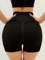 Shorts De Yoga De Cintura Alta Sin Costuras Estirables Para Correr Deporte Mujer Activewear Corto Color Sólido Sin Bolsillos - details 19