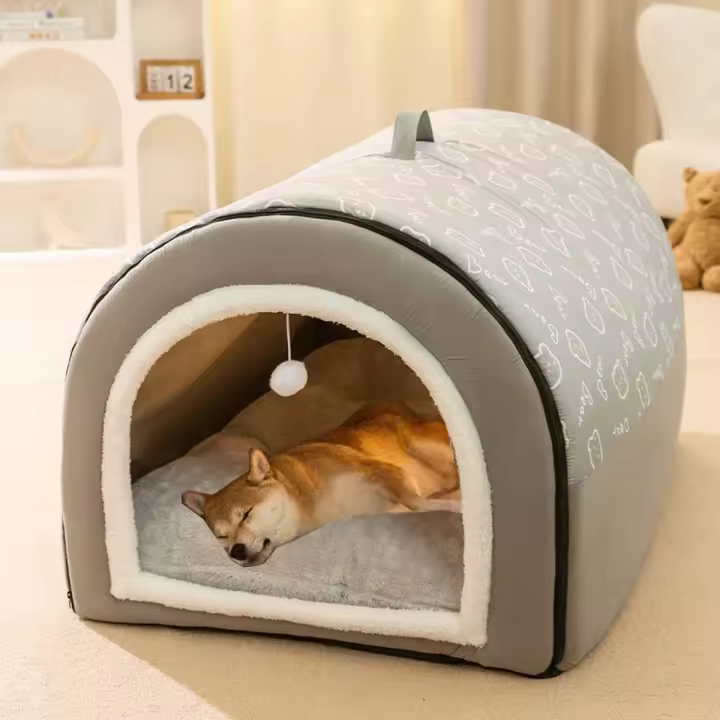 Caseta para perros 2 en 1, cama grande con cojín suave y cálido antiansiedad, caseta plegable y relajante, extraíble y lavable. - 1