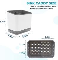 Organizador para encimera de fregadero, soporte para Esponja para platos, soporte para Esponja y Cuchillo para fregadero de Cocina, organizador de fregador de Platos de plástico con bandeja de Drenaje, Blanco - details 2