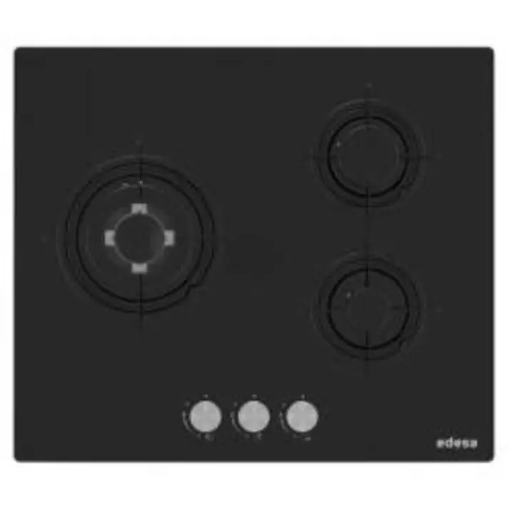 Placa Edesa EGG-6030 TI B - Gas Butano - 3 Zonas - Vidrio Negro - Muebles y Electrodomesticos Contreras - 1