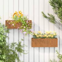 vidaXL Jardineras de pared (2 unidades) acero corten oxidado 53x10x17 cm - details 1