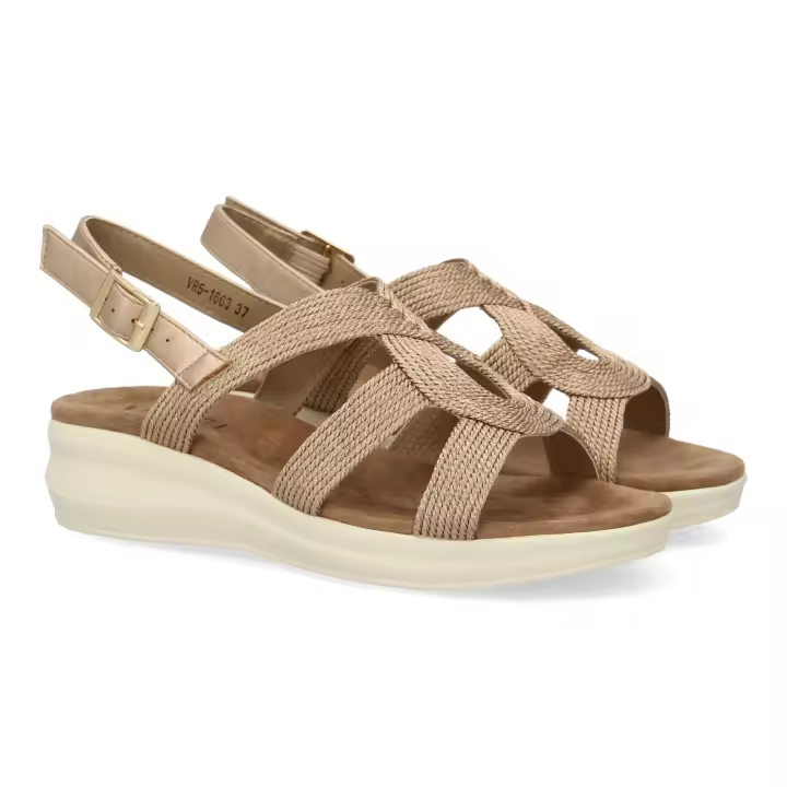 Sandalias planas cómodas tiras cruzadas mujer color champan VR5-1663 - 1