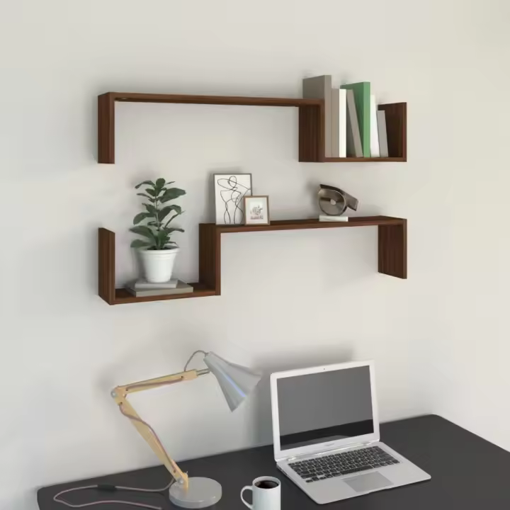 Estantes de pared 2 uds madera color roble marrón 100x15x20cm - 1