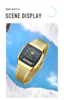 Reloj De Pulsera Deportivo Casual Para Hombre Digital Dual Tiempo Semana Oro 3bar Impermeable Cuarzo Reloj De Mano L1030 - details 4