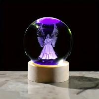 Lámpara De Noche De Cristal 3D Con Ángel Guardian Regalo Para Aniversario Cumpleaños O San Valentín Para Mujer Novia Madre - details 3