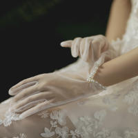 Guantes De Boda Elegantes Para Novia Con Lazo Accesorios De Boda Para Damas Guantes De Noche Formales De Encaje Rayón Talla Única - details 18