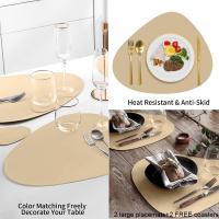 Inyahome Juego De 2 Tapetes De Cuero Sintético Para Mesa De Comedor Impermeables Y Lavables Coasters Para Cocina Estilo Americano - details 5