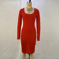 Vestido De Mujer De Cuello Cuadrado Largo Manga Completa Color Sólido Ajustado Cintura Moda Otoño Invierno Slim Bag Hip - details 1