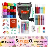 SusggO 81 Piezas Ganchillo para Principiantes, Juego de Crochet Amigurumi para DIY – Kit iniciacion completo con Accesorios, Ovillos, Hilos y Bolsa Transporte Dia de la Madre - details 1