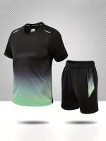 Conjunto De Entrenamiento De Baloncesto Para Hombres Verano Camiseta De Manga Corta Gradiente Y Shorts Secado Rápido 2 Piezas - details 1