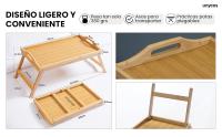 UNYCOS Mesa auxiliar plegable de bambú con divisor para ordenar, lectura y desayuno (work table) - details 2
