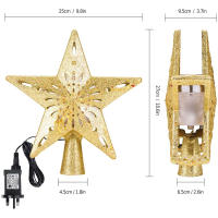 Decoración De Árbol De Navidad 3D Estrella Plateada Con LED Giratorio Proyector De Escarcha Luces Colgantes Para Fiesta Navideña - details 17