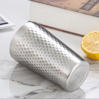 Taza De Cerveza De Acero Inoxidable Con Textura Hamaca Doble Capa Para Bebidas Frías Y Agua Anti-caída Estilo Industrial - details 8